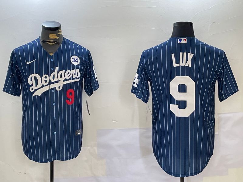 Men Los Angeles Dodgers #9 Lux Blue Stripe Game 2024 Nike MLB Jersey style 11201